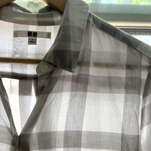 Uniqlo sheer windowpane print collared shirt